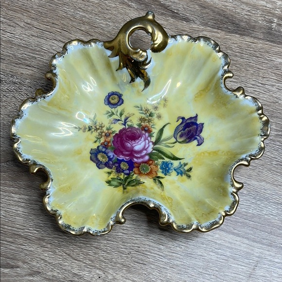 Vintage 50s GC Japan Hand Painted Floral Decorative Dish Gold Accents Fine China - Picture 8 of 8